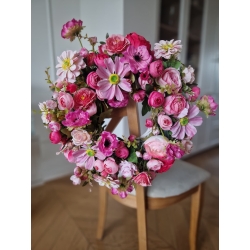 Wianek wiosenny "Malina w Pudrze" 47 cm